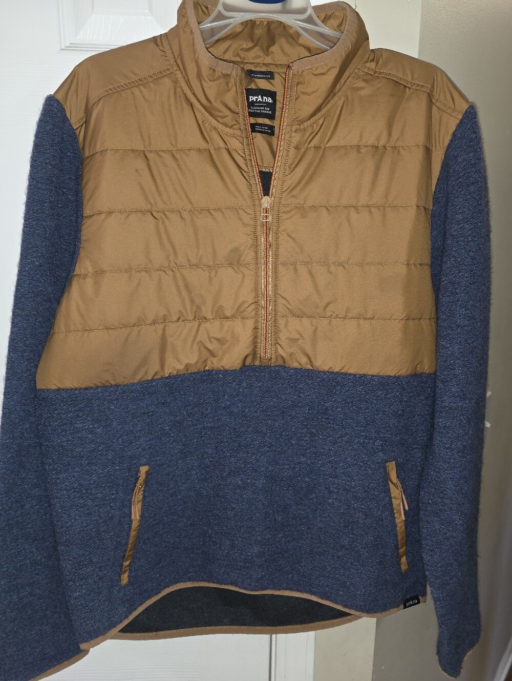 Prana Men’s Half-Zip Pullover — Blue and Tan
